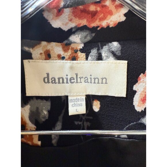 Daniel Rainn Floral Open Front Blazer Jacket Womens M Black Red Beige China - Picture 10 of 12